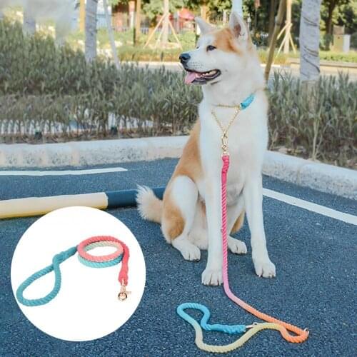 Portable Gradient Wear-resistant Braid Cotton Rope Dog Walking Traction Leash Pet Dogs Collars Harnesses Accessories Supplies