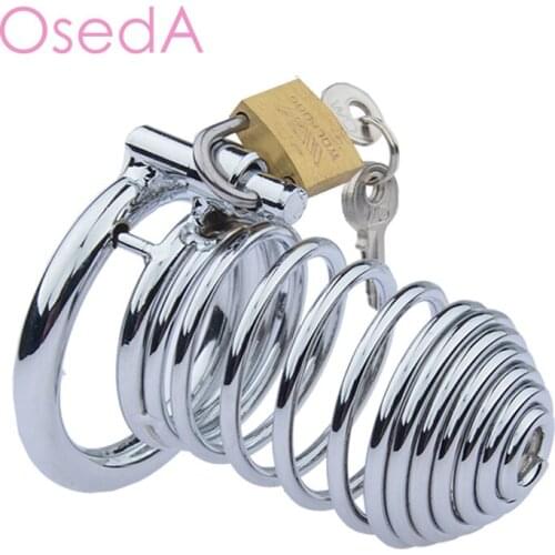 Small Male Chastity Device belt Stainless Steel Cock Cage With 40/45/50mm Cock Ring Penis Rings Brass Locks Sex Toys For Men
