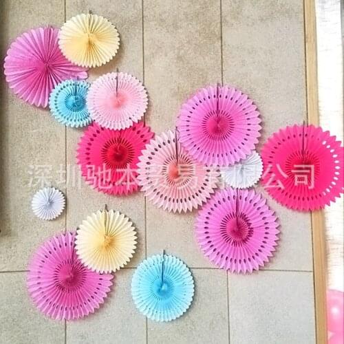 Party decorations supplies creative hanging paper fan Wedding birthday party window decorative folding garland fan