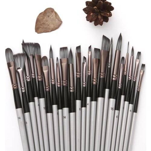 Professional 23pcs Different Sizes Paint Brushes Set Nylon Hair Wooden Handle Paintbrush for Acrylic Painting Arts Supplies