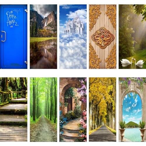 Hot Creative Door Sticker Wallpaper Gift Wall Stickers Wall Print Decal Wall Deco Wall Mural Photo self adhesive door Wrap