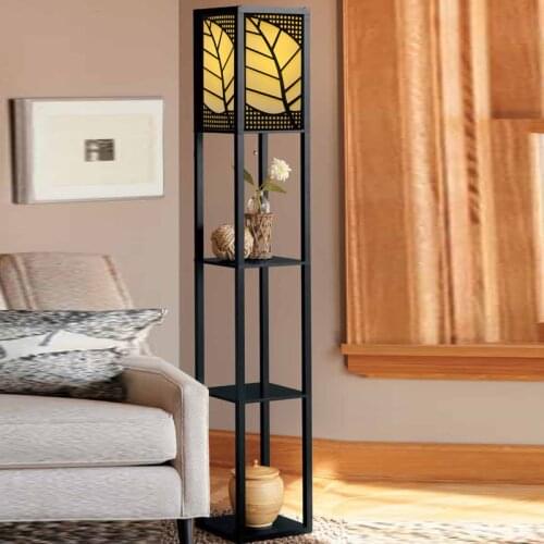 Chinese Style Modern Minimalist Wooden Floor Bedroom Bedside Lamp Flower Shelf Standing Lamp Floor Lamps For Living Room