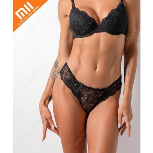 Xiaomi 1pcs Panties Lace Sexy Female G-String Briefs Lingerie Cotton Hollow Lace Breathable T-back Underwear Woman Underpants