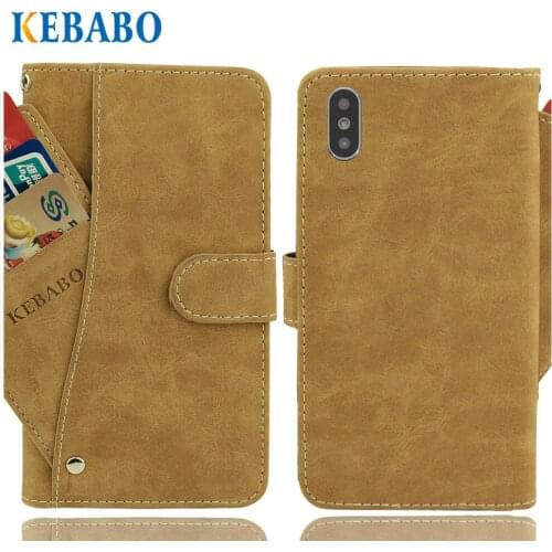 Vintage Leather Wallet DEXP B255 Case 5.5" Luxury 3 Front Card Slots Cover Magnet Stand Phone Protective Bags