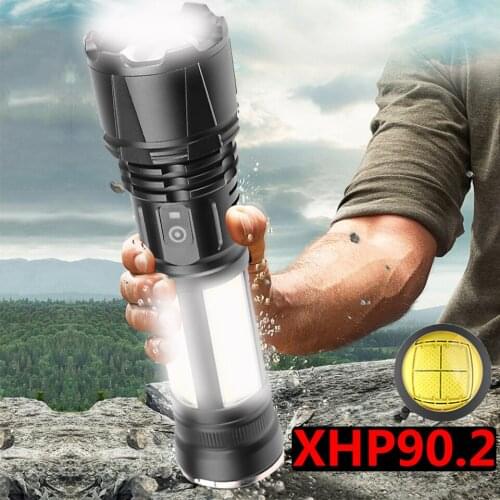 High Quality XHP90.2 4-core Tactical Led Flashlight 18650 26650 Battery Usb Rechargeable Torch Zoomable Lantern for Camping