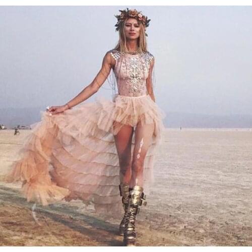 Only Sell Women Skirts High Waist Tuered Elastic Waust High Low Female Birthday Skirt For Party Faldas Saia Custom Made