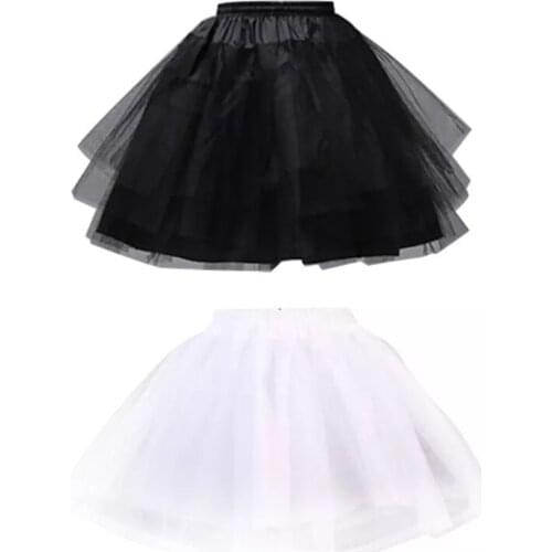 Women Double Layers Solid Color Short Tulle Petticoats Elastic Waistband A Line Mesh Underskirt Crinolines For Wedding Dress