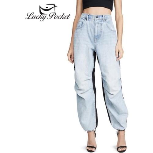 Women Spring Autumn Fashion Spliced Cotton Jeans Female High Quality Casual Oversize Trousers Ladies New Loose Long Pants ML78