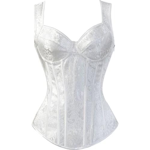 Womens Retro Steampunk Corset Vest Sexy Gothic Overbust Corset Top Straps Lace Up zipper Side Corsets and Bustiers Plus Size