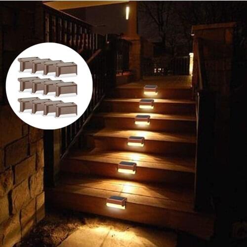 1/4/8/16 pack LED Deck Light Solar Stair Lamp Waterproof Outdoor Garden Pathway Yard Patio Stairs Steps Fence Lamps Night Light