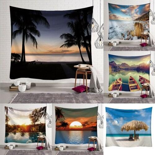 2019 Newest Fashion Tapestry Wall Hanging Polyester Seaside Pattern Blanket Tapestry Home Decor Art