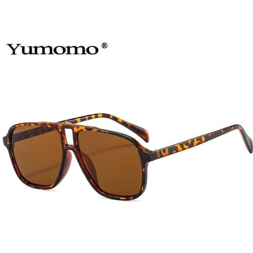 2021 Fashion Double Bridges Square Sunglasses Women Clear Lens Eyewear Men Glasses Frame Tea Gradient Shades UV400