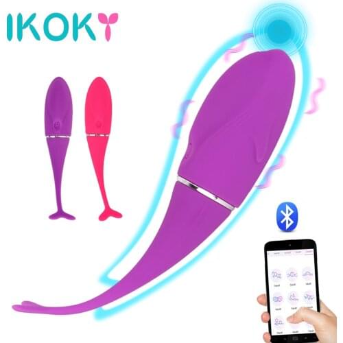 IKOKY Vaginal Massager Sex Toys For Women Sexy Dolphin Anal Plug 10 Modes Vibrators Bluetooth APP Control Clitoris Stimulator