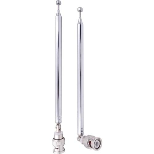 NEW-(2 Pack) BNC Radio Antenna with BNC Male Plug Jack Connector Adapter Telescopic Stainless Steel HF VHF UHF BNC Antenna