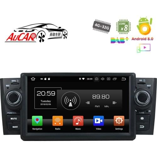 Android 8.0 Car DVD Player for Fiat Linea Grand Punto Car GPS Multimedia System HD Bluetooth Radio WIFI FM AM RDS 4G AUX 1 Din