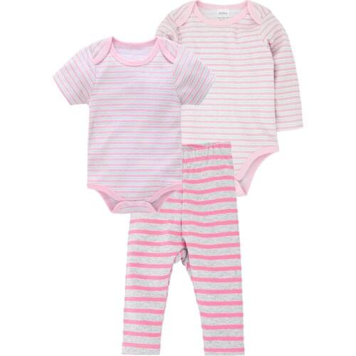 New Arrival Newborn Baby Clothing Set Cotton 3PCS/SET Infant Boy Bodysuits + Baby Pants ropa de bebes Full/Short Sleeve Clothes