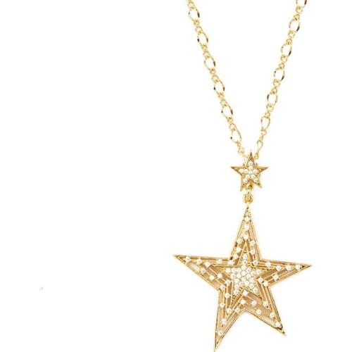 Cross-border Exclusively for Personality Trend Five-pointed Star Pendant Necklace Gypsophila Adjustable Sweater Chain Jewelry