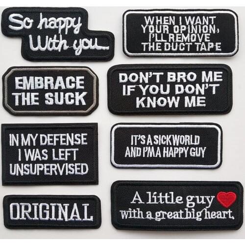 Black White Text Fashion Letters Stickers Patches Embroidery For Clothing T-shirt Iron On Patch Stripes Appliques Clothes lcf08