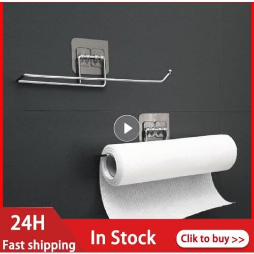 Punch-free Stainless Steel Lazy Rag Holder Hook Tissue Holder Kitchen Toilet Paper Holder Tissue Holder Hanging Bathroom Racks