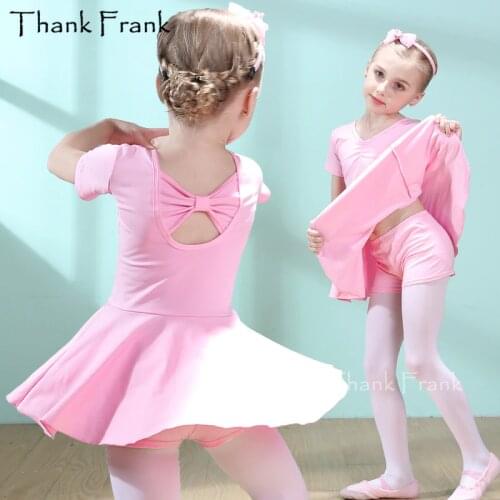 Hot Sale Girls Ballet Dress Kids Short Sleeve Ballerina Costumes Chldren Cotton Ballet Class Dance Clothes Training Dancewear