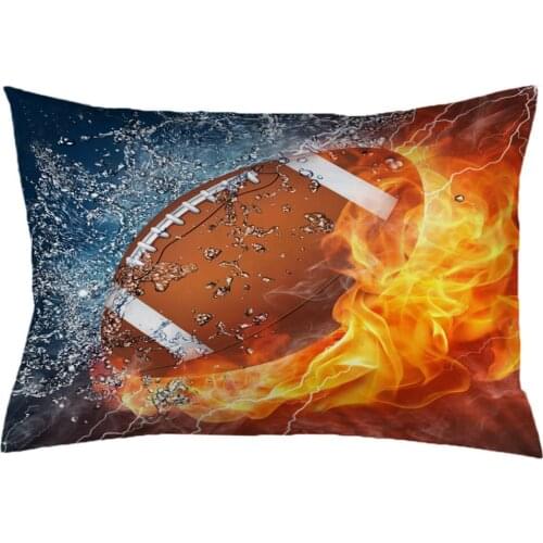 Home Football American Football Ball In Fire And Warm Pillowcase Standard Size Design Cotton Pillow Case 18x18 20x30 Inche