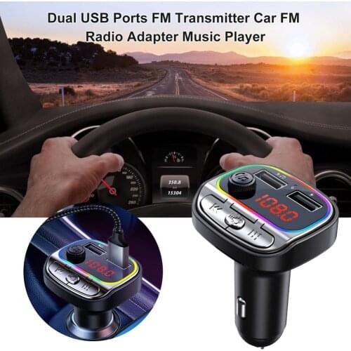 FM Transmitter Bluetooth-compatible 5.0 Car Kit Dual USB Car Charger 2 Ports MP3 Player 7 RGB LED Backlit Radio Adapter