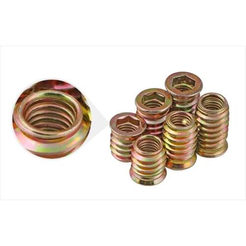 Ntersunk Head Hexagon Socket Embedded Nut Iron Inner and Outer Teeth Furniture Nuts Trapezoid Connecting Piece M6M8M10 30Pcs