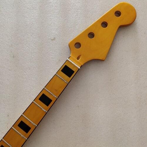 Yellow gloss Maple 20 frets bass guitar neck part 4 string maple fingerboard 34 inch nut 42mm