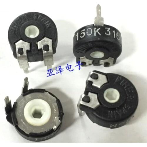 5PCS/LOT Imported original PIHER Spain trimmer potentiometer, PT10-150K horizontal adjustable resistor, six corner hole