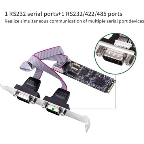 IOCREST M.2 B Key and M Key to Rs232 Rs422 Rs485 Db9 Serial Port Card NGFF Add on Cards Small Size