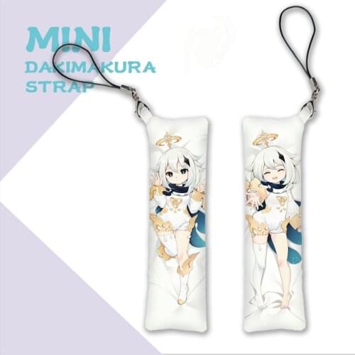 Kawaii Genshin Impact Game Keychain Figure Paimon Anime Cosplay Mini Dakimakura Pillow Pendants Custom DIY Key Chain Phone Strap