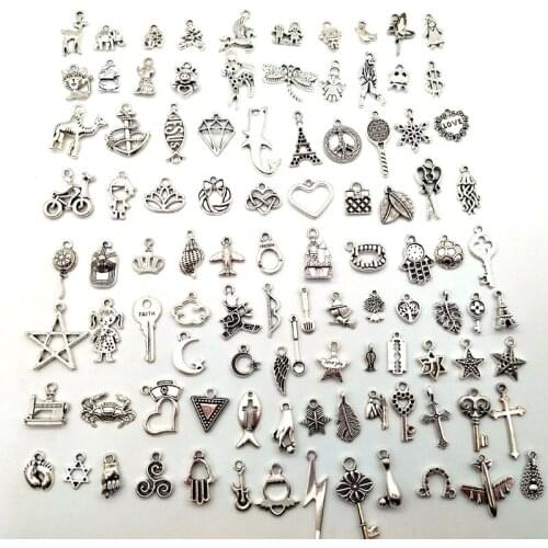 Hot selling 100pcs Tibetan silver pendant DIY bracelet necklace alloy pendant metal jewelry accessories wholesale