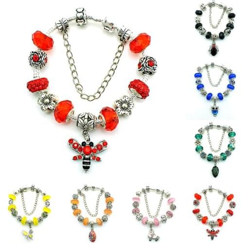 Fashion Silver Plated European Crystal Glass BeadsMurano Infinity Charm Bracelets For Women Fits DIY Bracelets&Bangles Jewelry