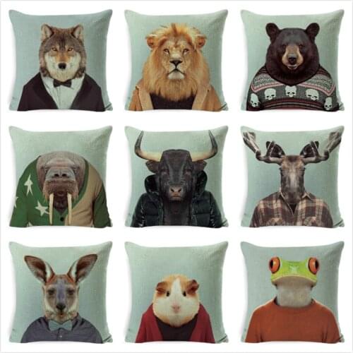 Cartoon Animal Cushion Cover Home Decor sofa chair car Pillow Cover Cute Koala Lion Tiger Outdoor Cushion Throw Pillowcase