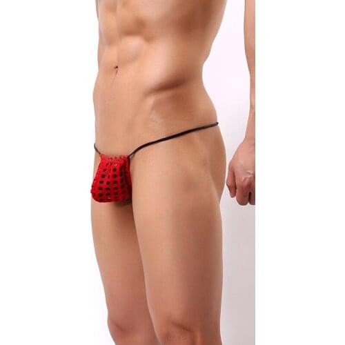 Men underwear elastic nylon mesh breathable thin sexy Low Rise Thong sexual fantasies mesh male underwear transparent big pouch