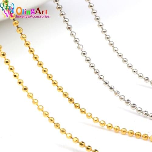 OlingArt 5M 1.5MM Gold /Silver Plated Ball Link Chains For bracelet necklace earrings tassels DIY Jewelry Accessories making