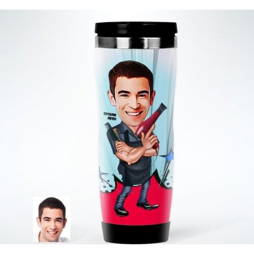 Personalized Mr Barber Caricature Of Steel Thermos cup-1