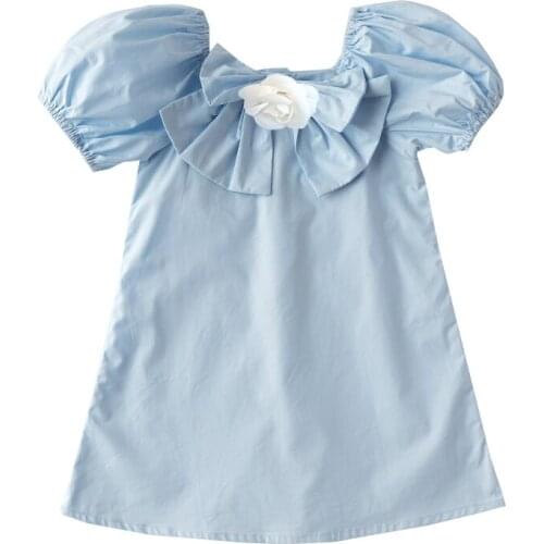 School Style Short Sleeve Dress Age For 2-8 Yrs Baby Girls Big Bow Princess Costume 2021 New Summer Children Clothes Kids Frocks