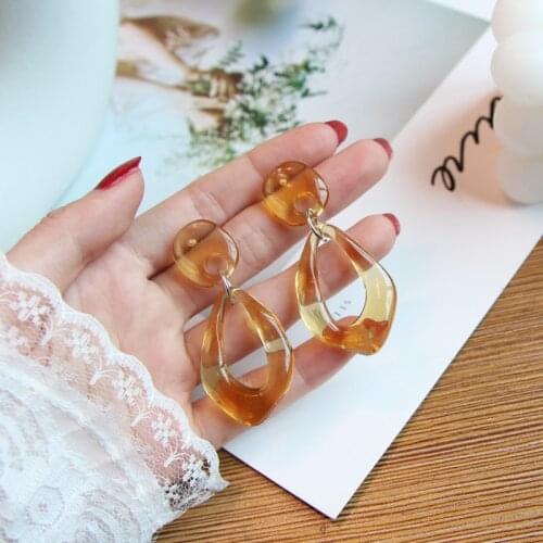 Transparent Drop Earrings for Women Acetic Acid Korean Style Oval Hollow Dangle Earring arete orecchino