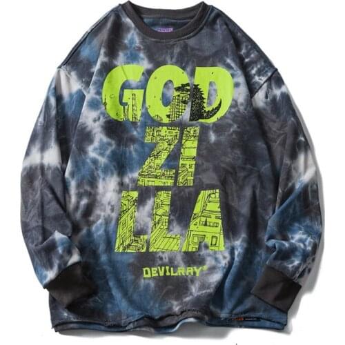 NEW Western Street Tie-dye Process Printed Camouflage Stylish Pullover Mens Sweatshirts Hip Hop Autumn Casual Overcoat Loose