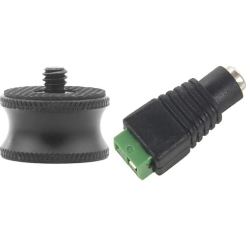 5.5 X 2.1Mm DC Power Female Jack Connector Plug & 3/8 To 1/4 Adapter Mini 3/8 Female To 1/4 Male Adapter Screw
