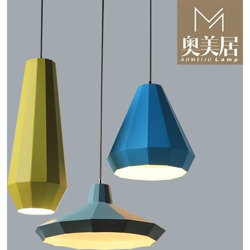 Nordic modern minimalist iron colorful pendant light for office restaurant bar lamp 110-240V