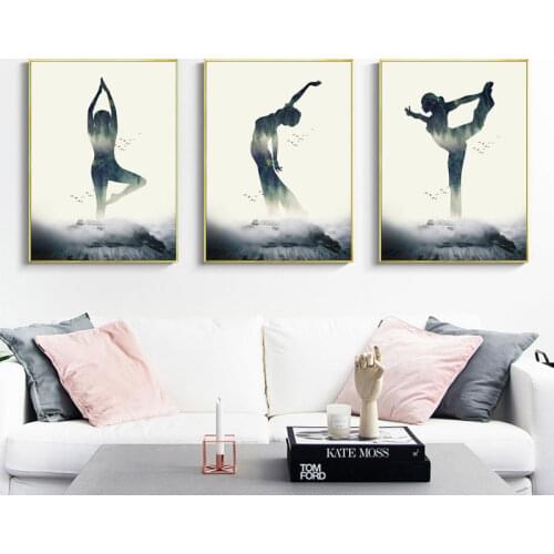 Nordic Style Home Decor Printed Paintings Yoga Woman Pictures Wall Art Modular Canvas Poster Modern Wall Art Living Room Decor