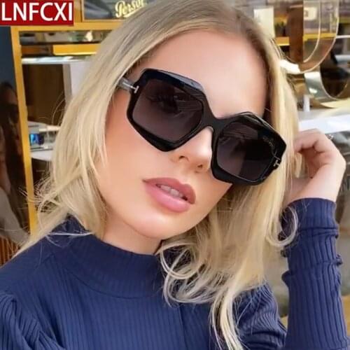 LNFCXI Black Shades Oversized Sunglasses for Women Men Brand Metal T Sun Glasses for Woman Traveling Glasses Gafas De Sol