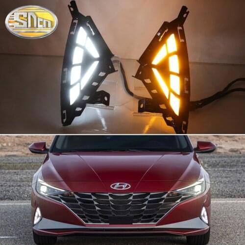 SNCN LED Daytime Running Light For Hyundai Elantra 2021 2022 Car Accessories Waterproof ABS 12V DRL Fog Lamp Decoration