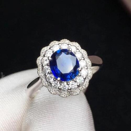 T1205 Blue Sapphire Ring 1.33ct Real Pure 18 K Natural Unheat Royal Blue Sapphire Gemstone Diamonds Stone Female Ring