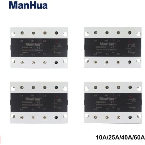 ManHua SSR DC-AC 10A/25A/40A/60A Three Phase Solid State Relay 480VAC 3-32VDC