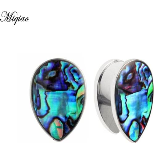 Miqiao 2 Pcs Body Piercing Jewelry 6-16mm Auricle New Fashion Water Drop Earplug Perforation Extender Ear Rings Ear Plugs