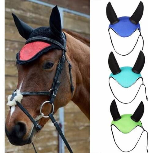 Horse Riding Breathable Meshed Horse Ear Cover Equestrian Horse Equipment Fly Mask Bonnet Net Ear Masks Protector Horse Care