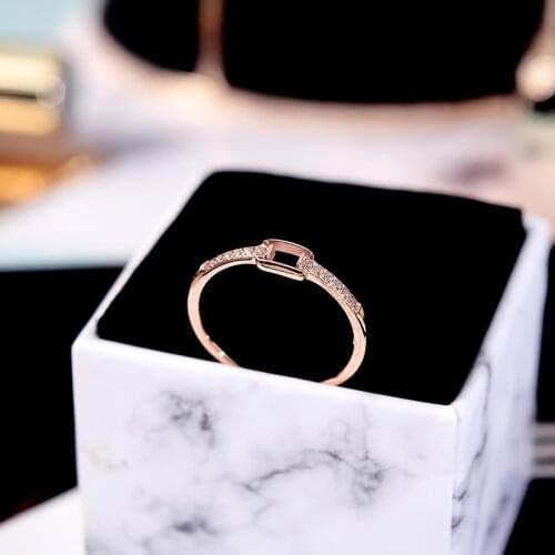 YUN RUO Pave Micro Zircon Stone Ring Rose Gold Color Birthday Gift Woman Fashion Titanium Steel Jewelry Never Fade Drop Shipping